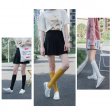 1 Pcs Chaussettes En Coton De Couleur Soild Pour Femmes - Noir