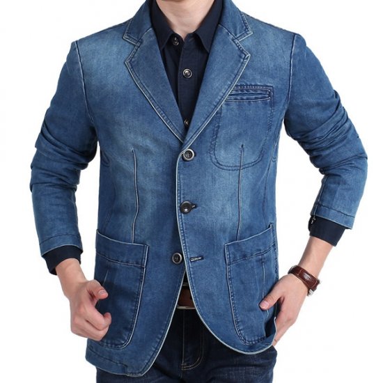 Blazer en denim pour hommes Vêtements d\'extérieur en coton à la mode pour hommes