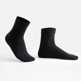 1 Pcs Chaussettes En Coton Pour Hommes Chaussettes Pour Hommes D'affaires Couleur Unie - Noir