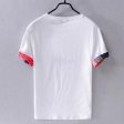 T-shirt décontracté à manches courtes en lin pour homme blanc col rond